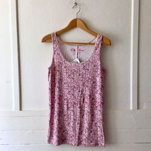 NWT NEW Lucky Brand Pink Ditsy Floral Print Tank Top Large
